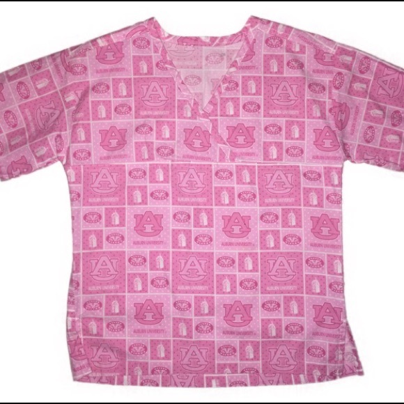Women’s Pink Auburn Football Scrub Top Shirt Sz S - Picture 2 of 2